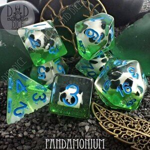 DND Dice‎ Set - Pandamonium - Pandas - 7 Resin Dice - RPG Tabletop Gaming